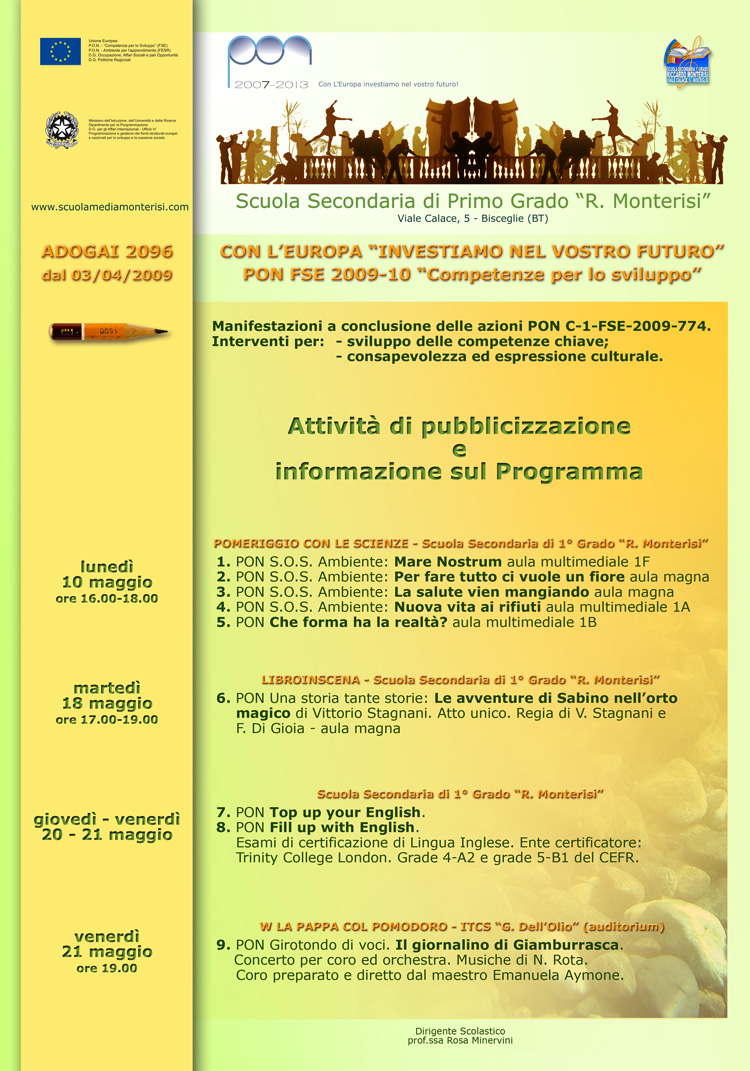 manifesto pubblicitario PON 2009-2010